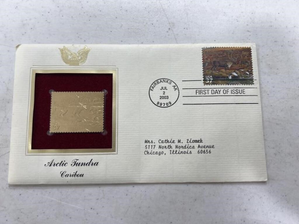 Artic tundra caribou Golden Stamp