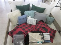 COLLECTION OF THROW PILLOWS AND OTHER