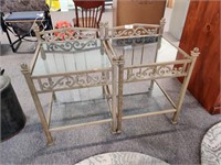 2 Metal and glass end tables, 20" W x 24" T