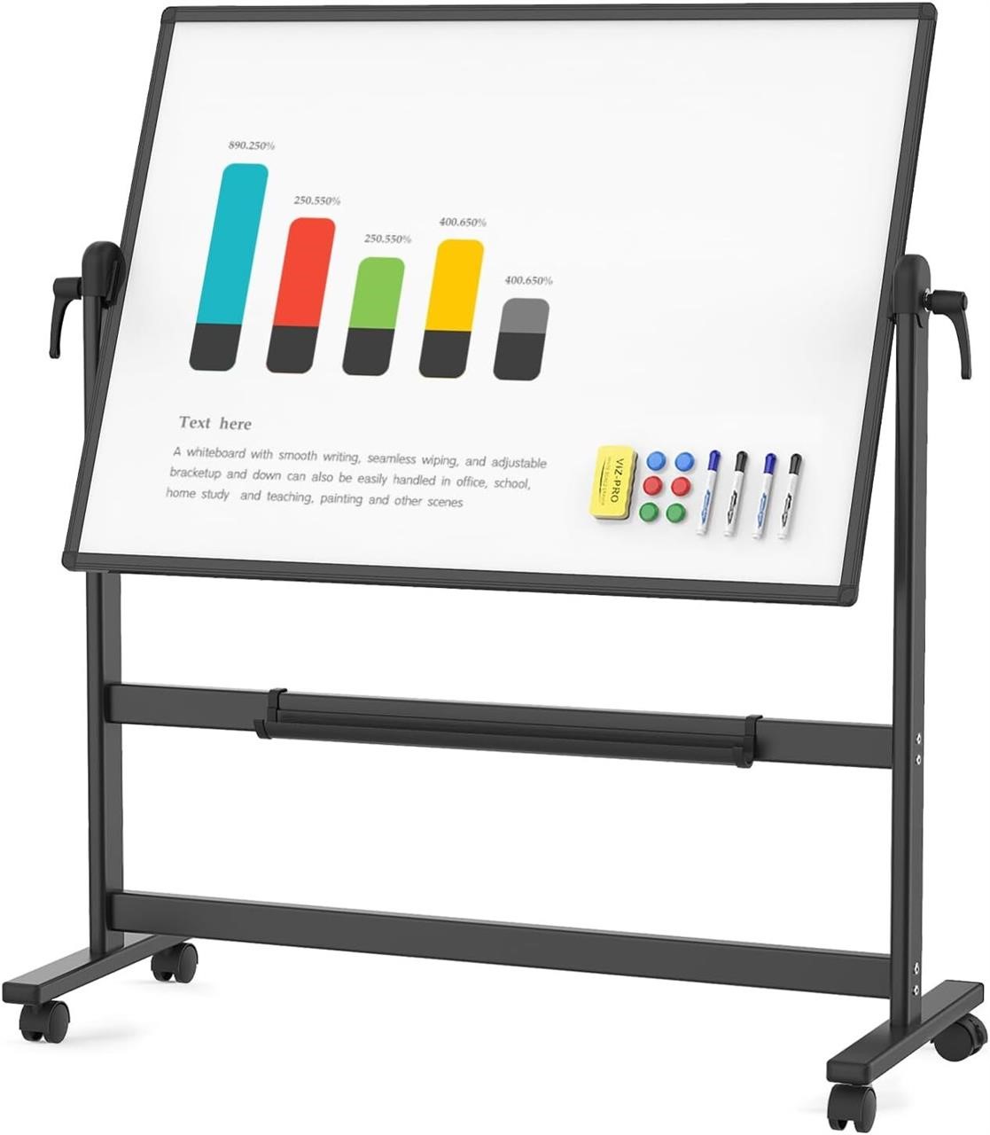 VIZ-PRO Double-Sided Magnetic Whiteboard  48x36