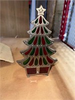 Vintage steel/ colored glass candle Christmas dec.