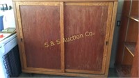 wood cabinet w/ sliding doors  67"x 20" x 60"
