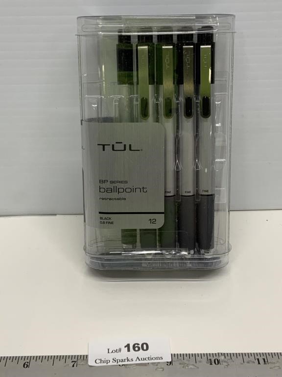 Qty=9 TUL Ballpoint Pens Black Retractable