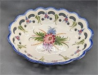 Vintage Reticulated Hand Painted Bowl Floral