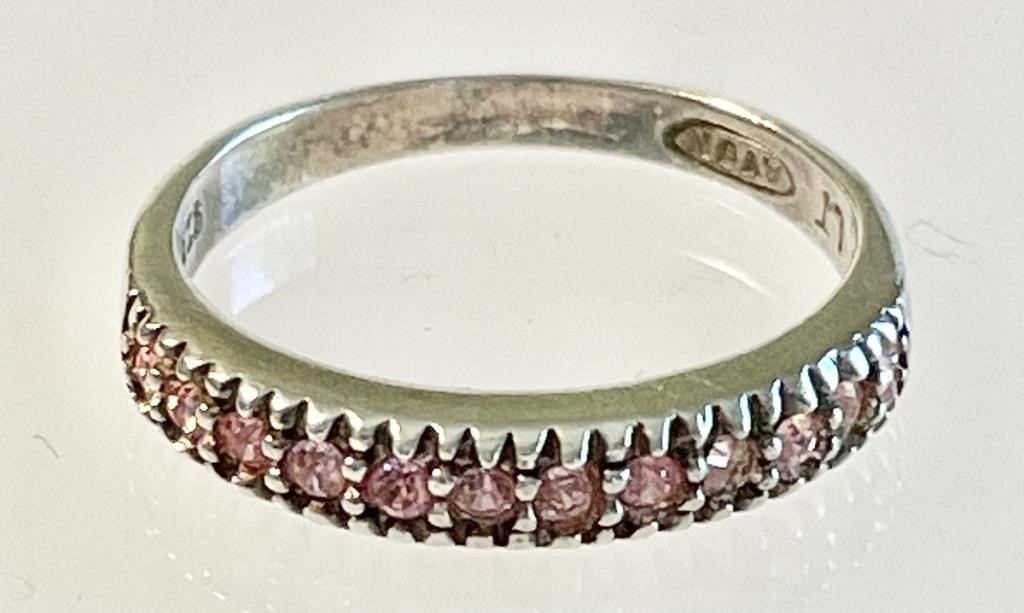 Dainty sterling silver ring with pink stones