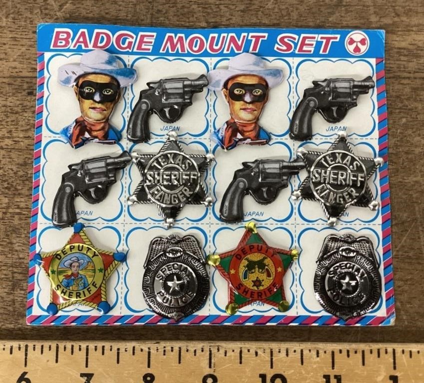 Vintage Lone Ranger badges on card