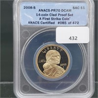 ANACS 2008-S PR70DCAM Sacagawea $1 Dollar