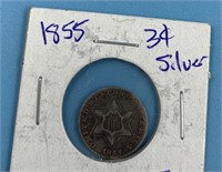 US 3 cent Silver  1855                   (O 111)
