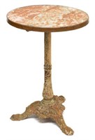 FRENCH CAST IRON AND MARBLE PEDESTAL TABLE