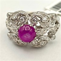 Platinum Diamond & Ruby Ring