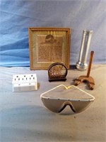 Lot including a flashlight, safety glasses and