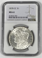 1878-CC Morgan Silver $1 Carson City NGC MS61