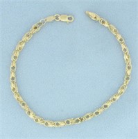 Beveled Designer Chain Link Bracelet in 14k Yellow