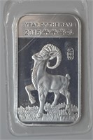 1 ozt Silver .999 Year of the Ram Bar