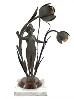 Art Nouveau Style Metal Water Nymph Lamp Base