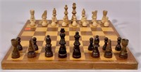 Wooden chess set and board - 14.75" square,