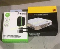 Kodak Portable Projector, Belkin USB Cable&Charger