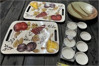13" Pottery Pasta Bowl & Fruit Trays