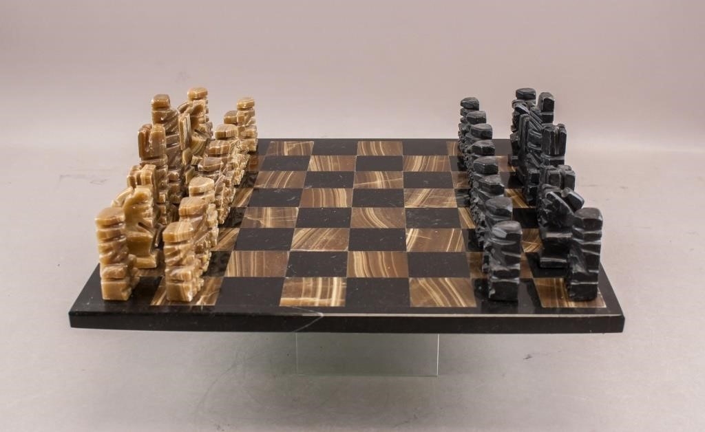 Latin American Stone Carved Chess Set