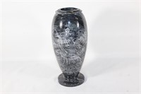 Onyx Marble Vase with Oriental Carvings