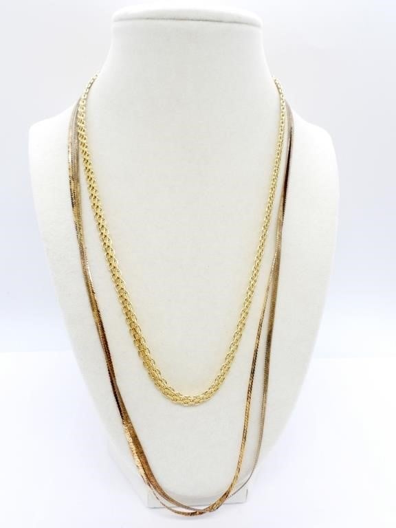 (3) GOLD TONE STERLING NECKLACE CHAINS