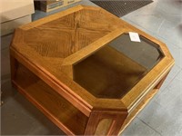 WOODEN COFFEE TABLE WITH GLASS