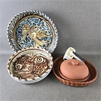 Porches Pottery Platters w/a Garlic Baker & Terra