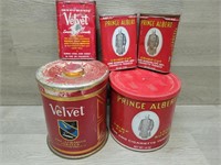 (5) Prince Albert & Velvet Tobacco Tins