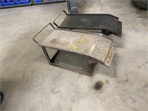 pair of metal stands, (car ramps missing ramp part