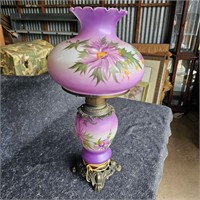 PURPLE FLORAL HURRICANE LAMP GONE WITH THE WIND