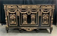 Marble Top Black and Gold Buffet