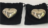 Pair Of Metal Heart Shaped Candle Holders