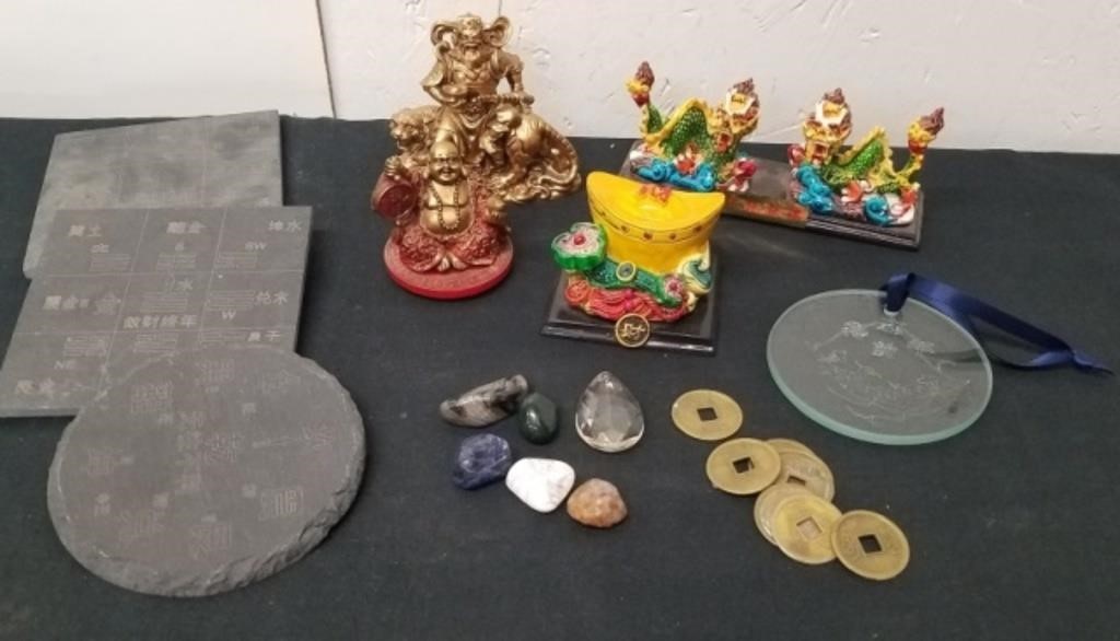 Group of Oriental Collectibles with rocks and