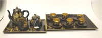 Japanese lacquer ware coffee set for 6