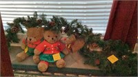 Christmas Bear, Reindeer Log Decor, and Garland