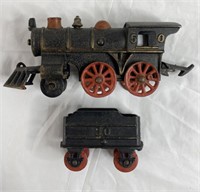 Vintage Cast Iron Train, Engine & Cart