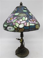 PRETTY STAINED GLASS DESK LAMP 19 INCH. TALL