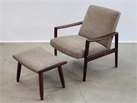 Teak Lounge Chair & Ottoman Footstool