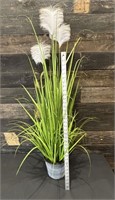 Faux Greenery & Grasses in Lightweight Metal Pail