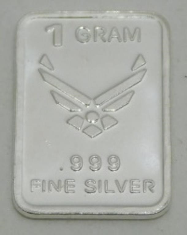1 gram Silver Ingot - Air Force Insignia, .999