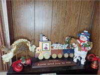 Christmas train snowman and more decor