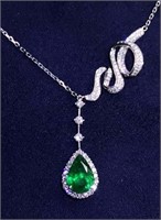 2.6ct Natural Emerald Necklace 18K Gold