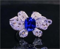 3.3ct Royal Blue Sapphire Ring 18K Gold