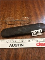 Wire-rim glasses with leather case, Galveston, TX