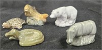 5 red rose  animal figurine collectables