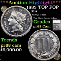 *Highlight* 1883 TOP POP 3cn Graded pr68 Cam