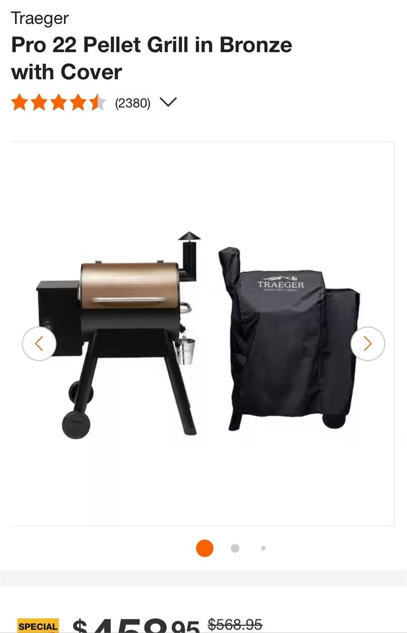 Traeger  Pro 22 Pellet Grill in Bronze with Cover