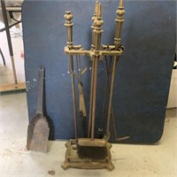 Vintage Brass Fireplace Tool Set