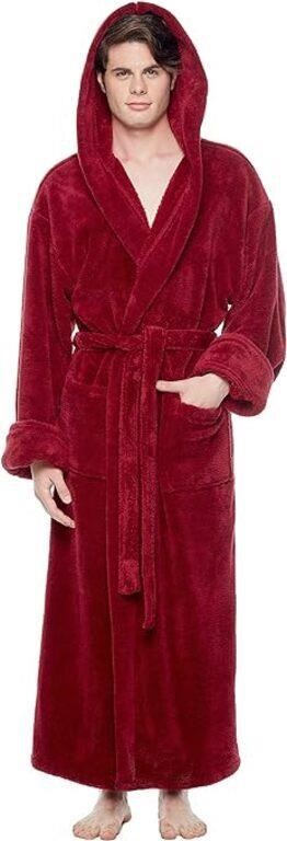 (Size S/M) Arus Men's Fleece Robe, Long Hooded