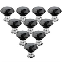 10 Pack Drawer Knobs, 40mm Diamond Shaped Crystal